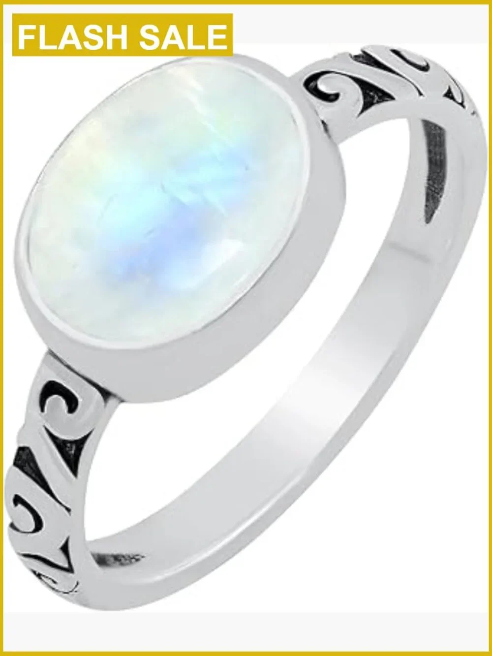 Oval Moonstone Statement Ring - 925 Silver Plated Handmade Jewelry Gift for